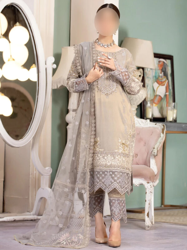 Grey Mirror Crundi Outfit - Pakistani Dresses - Image 5