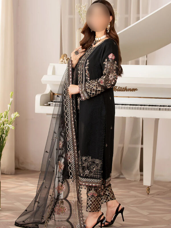 Stunning Black Crundi Outfit - Elegant Pakistani Dresses Online - Image 3