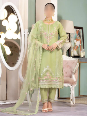 Pista Criss Cross Pakistani Dress - Beautiful Three-Piece Formal Suit in Pistachio Green