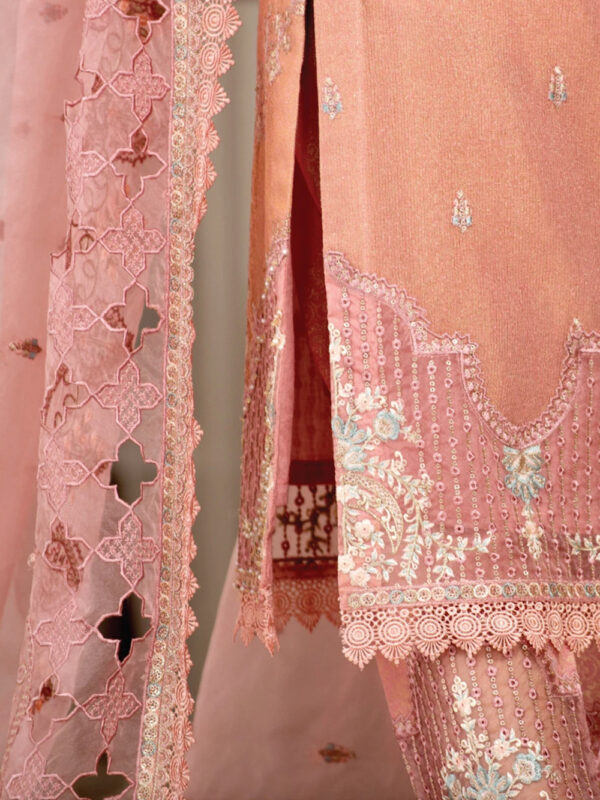 Gorgeous Pink Khadi Crundi - Stylish Pakistani Dresses Online - Image 3