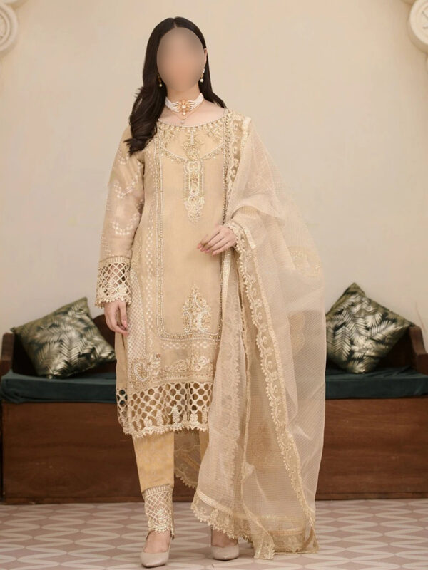 SKIN EMBROIDERED 3 PC SUIT- FORMAL WEAR