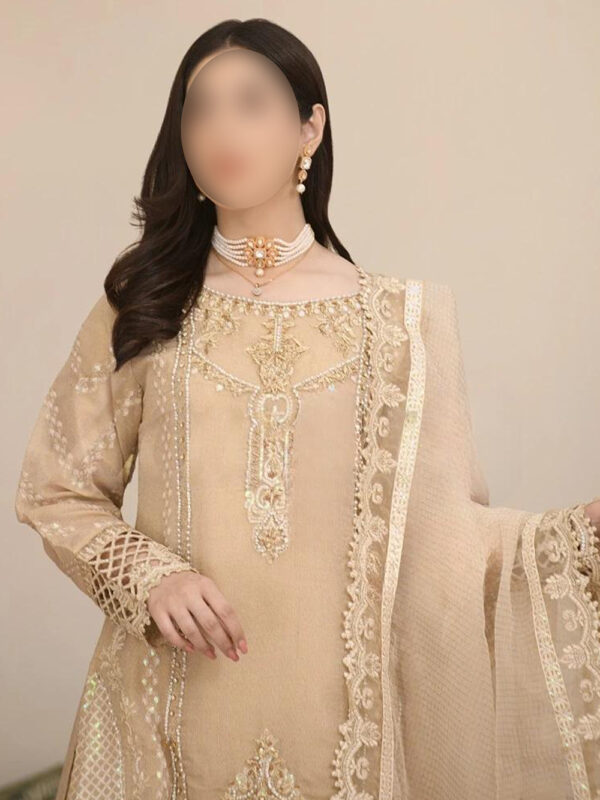 SKIN EMBROIDERED 3 PC SUIT- FORMAL WEAR - Image 4