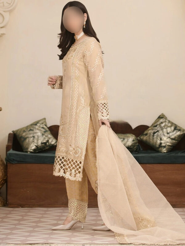 SKIN EMBROIDERED 3 PC SUIT- FORMAL WEAR - Image 2