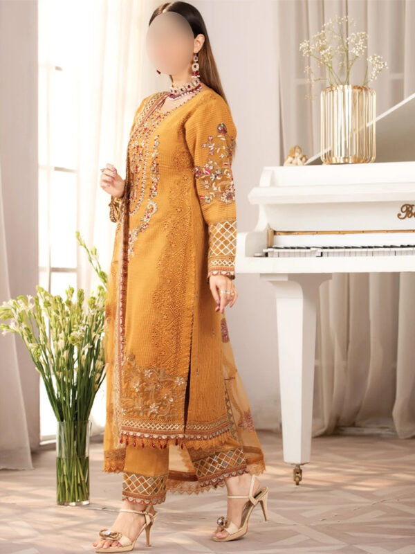 MUSTARD DABI CRUNDI DRESS - READY TO WEAR- 3PC - Image 2