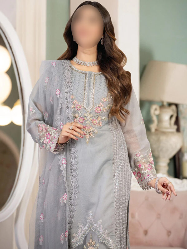 CUTWORK EMBROIDERED SOFT CRUNDI SUIT- READY TO WEAR - Image 4