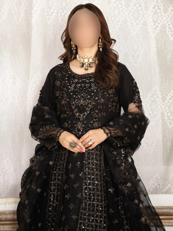 Black Kalidar Maxi- 3pc- Black Dress - Image 4