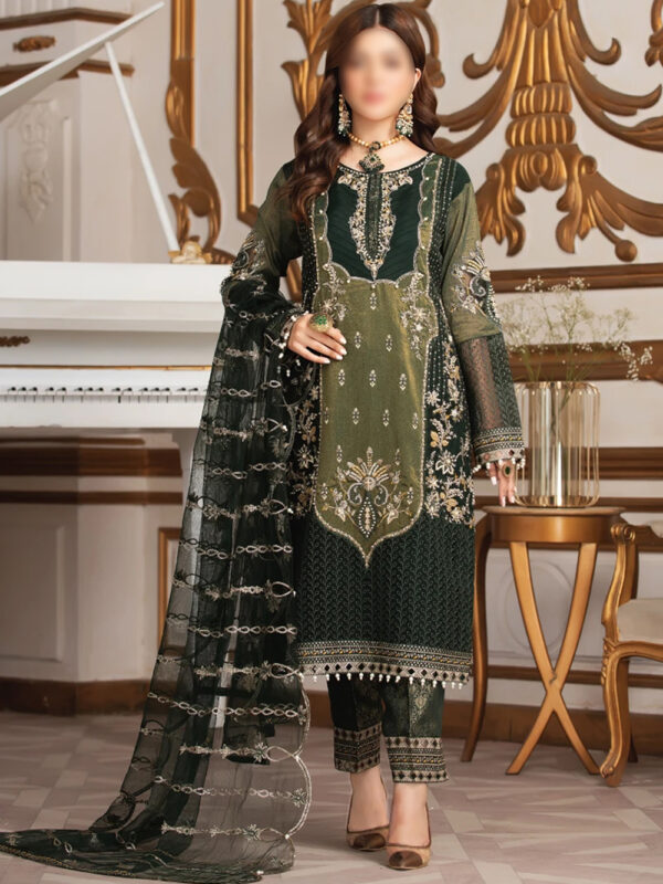 3 Piece Embroidered Masoori Suit- Formal Wear