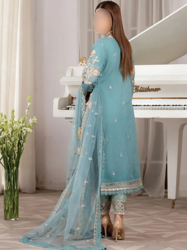 Fabulous Blue Suit with Chic Handwork And Crystals - Image 4
