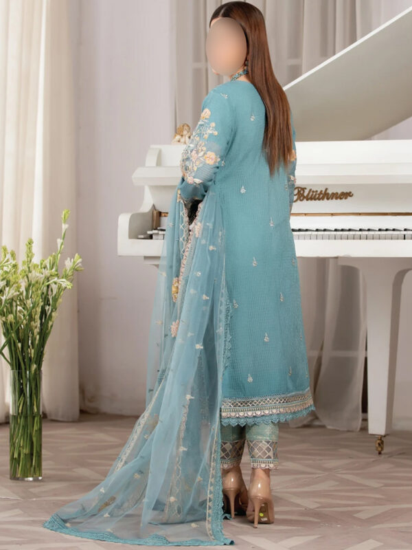Fabulous Blue Suit with Chic Handwork And Crystals - Image 3