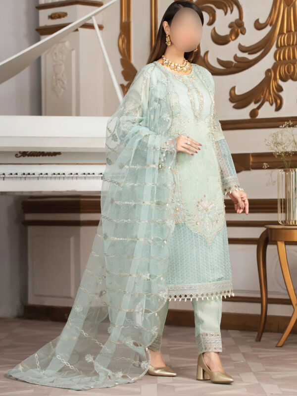 Aqua Stunning Formal Suit with Crystal and Pearl Accents - Image 2