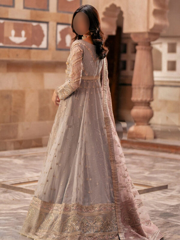 Glamorous Grey Pink Gota Maxi - Image 4