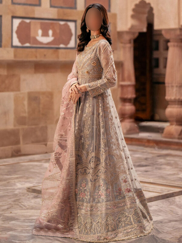 Glamorous Grey Pink Gota Maxi - Image 3