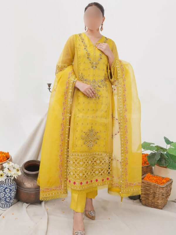 haldi dress. mustard suit