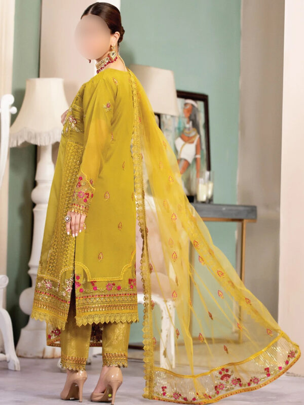 Stunning Mehndi Green Indian Wedding Outfit with Handcrafted Embellishments - Image 5