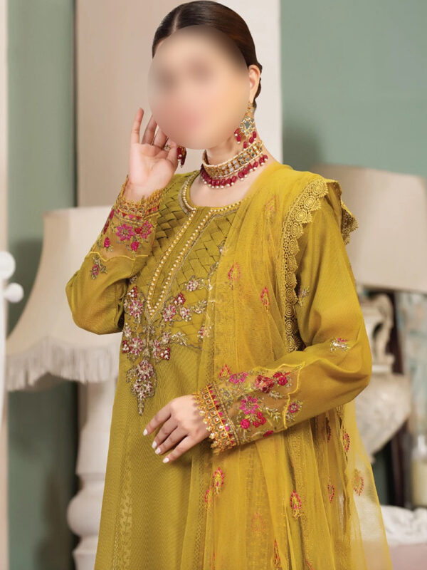 Stunning Mehndi Green Indian Wedding Outfit with Handcrafted Embellishments - Image 4
