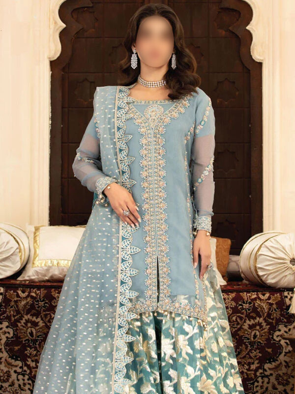 Luxurious Organza & Zari Gharara Indian Dress for Weddings in Australia - Image 5