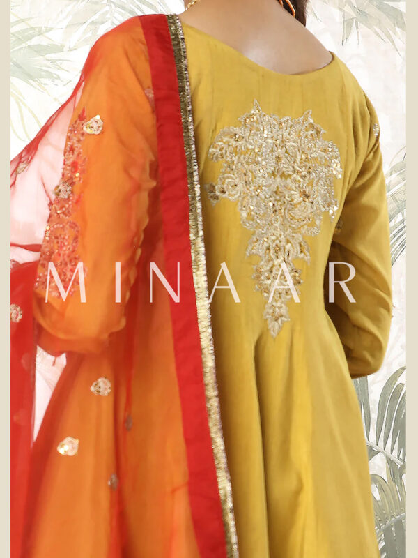 Mustard Traditional Frock - Indian Pakistani Suit - Image 7