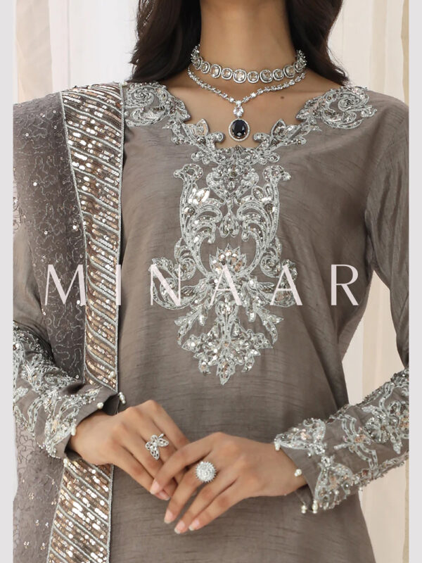 Stylish Gray Indian Pakistani Nepali Suit – Trendy Designer Wear - Image 4