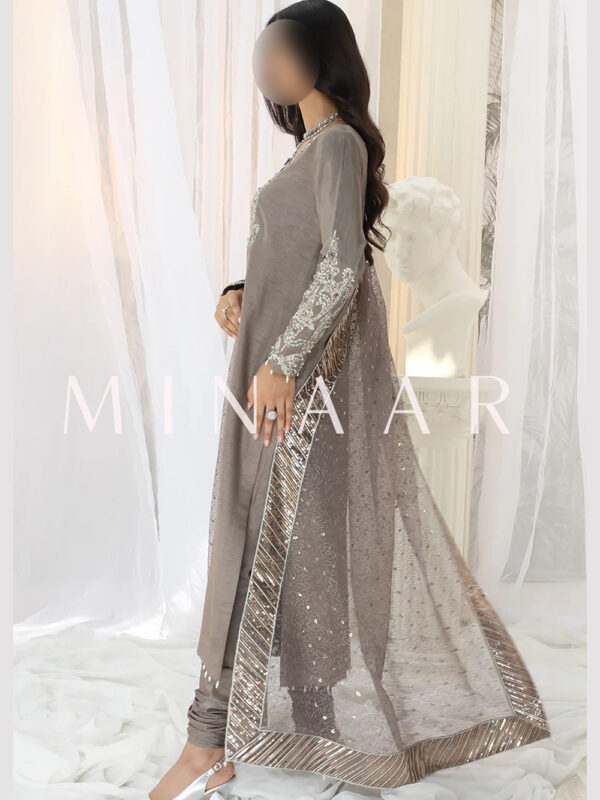 Stylish Gray Indian Pakistani Nepali Suit – Trendy Designer Wear - Image 3