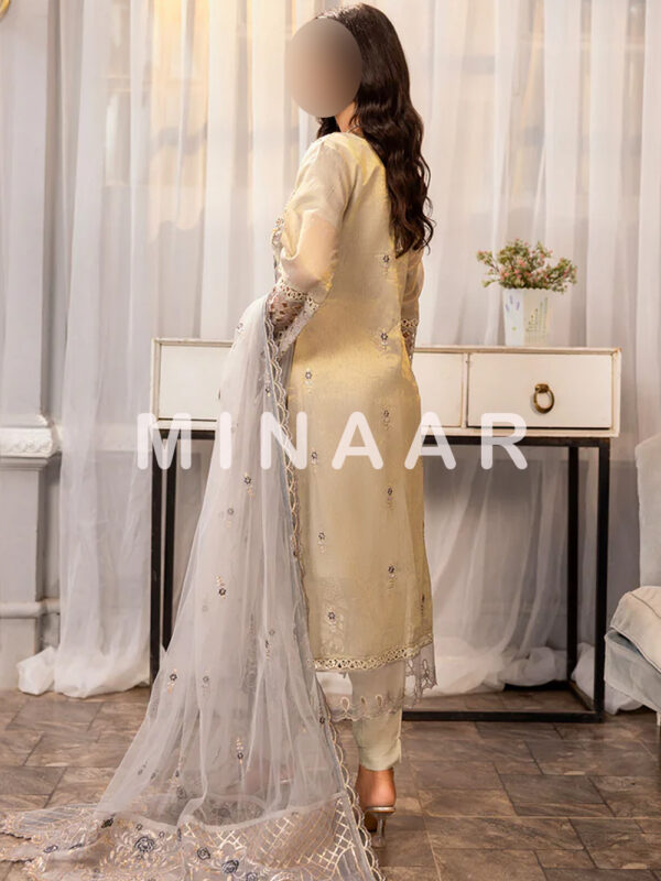 Elegant Karandi Salwar Kameez with Embroidered Dupatta - Image 3