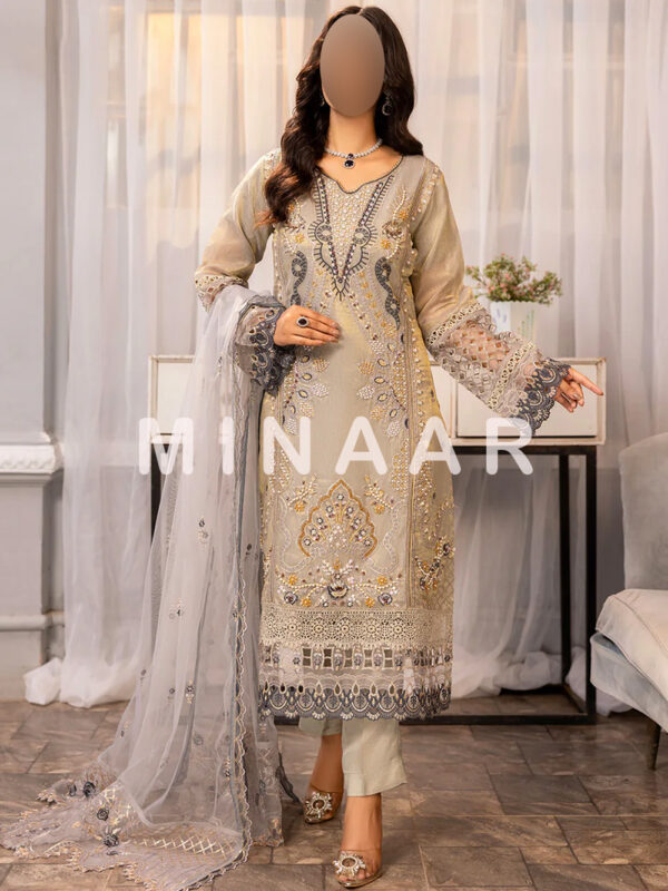 Elegant Karandi Salwar Kameez with Embroidered Dupatta - Image 4