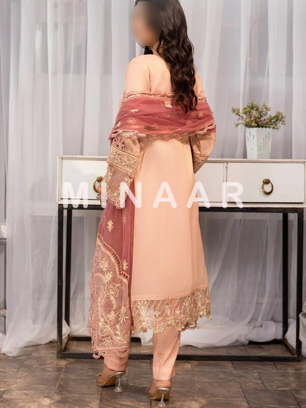Pink Jacquard Indian Clothes Pakistani Trendy Salwar Kameez with Embroidered Dupatta - Image 2