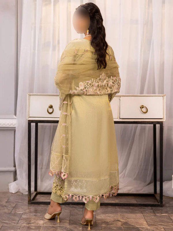 Elegant Embroidered Karandi Salwar Kameez with Organza Dupatta - Image 3