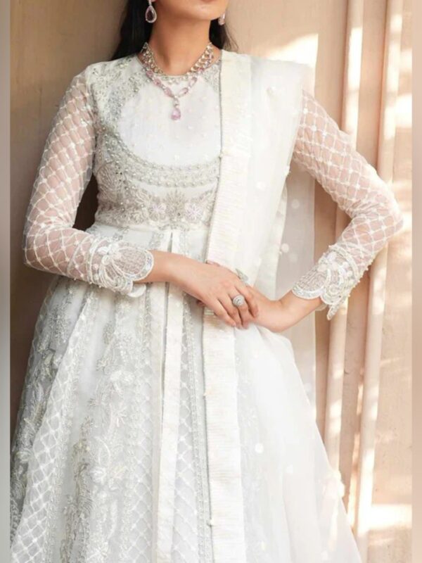Classic White Front Open Maxi Dress - Image 5