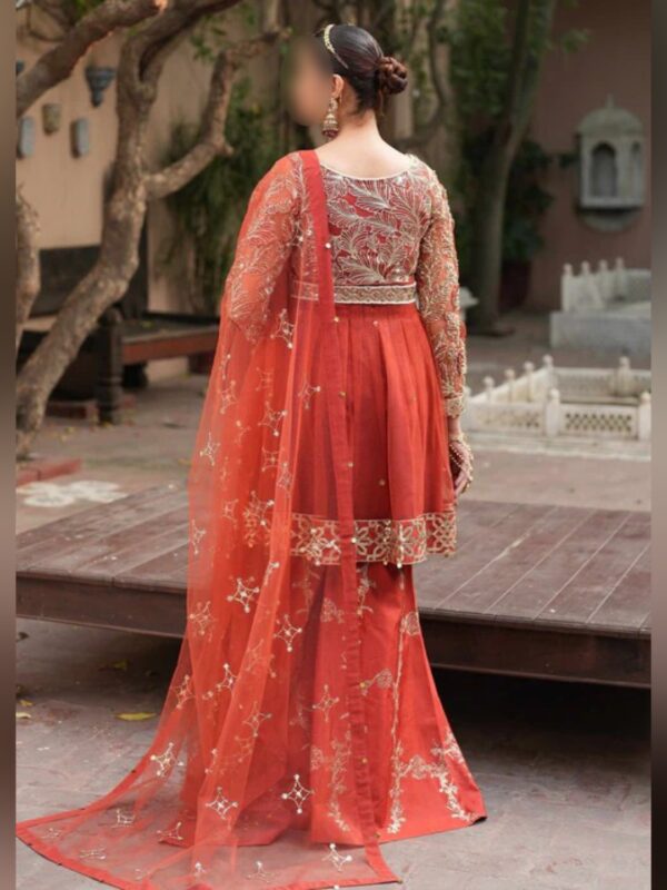 Embroidered Peplum Sharara Dress – Festive Pakistani Attire - Image 6