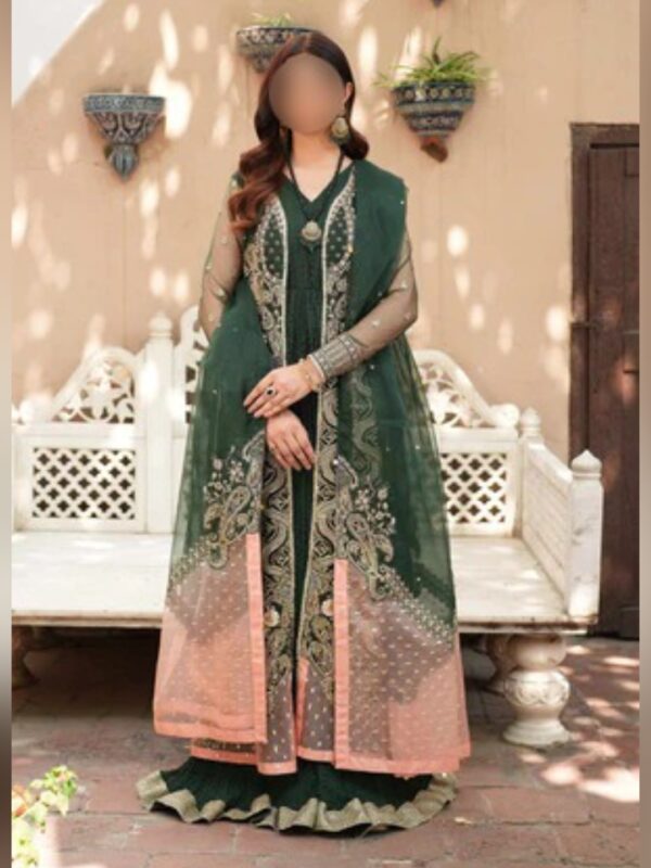 Royal Emerald Embroidered Gown Set - Image 3