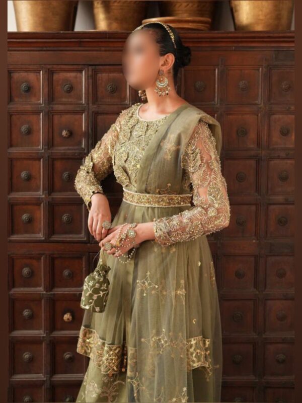 Elegant Olive Peplum with Sharara – Festive and Wedding Wear - Image 5