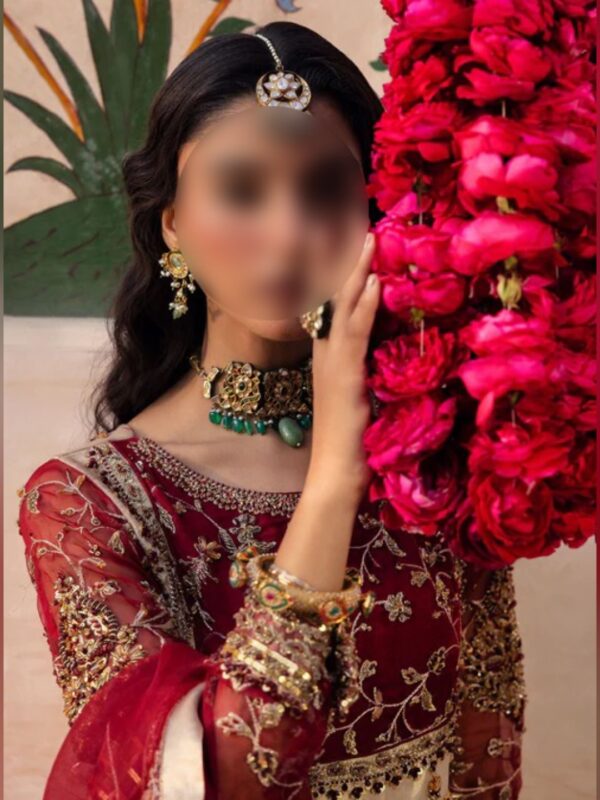 Maroon Royal Embroidered Maxi Lehenga Dress - Image 5