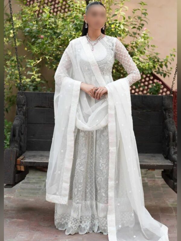 Classic White Front Open Maxi Dress - Image 3