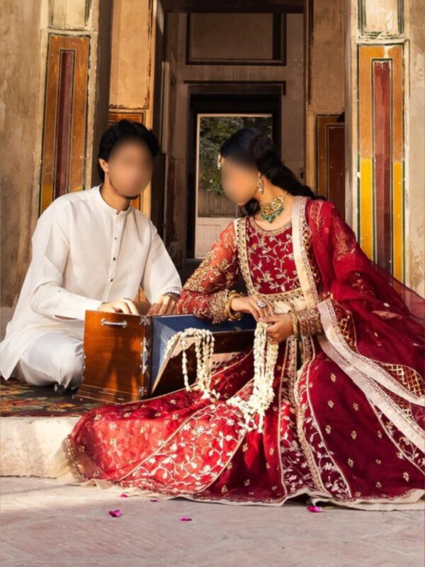 Maroon Royal Embroidered Maxi Lehenga Dress - Image 8