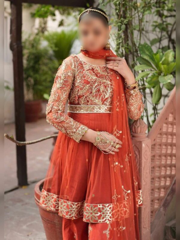 Embroidered Peplum Sharara Dress – Festive Pakistani Attire - Image 3