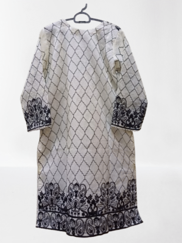 White Embroidered Khaddi Net 3-Piece Suit - Image 6