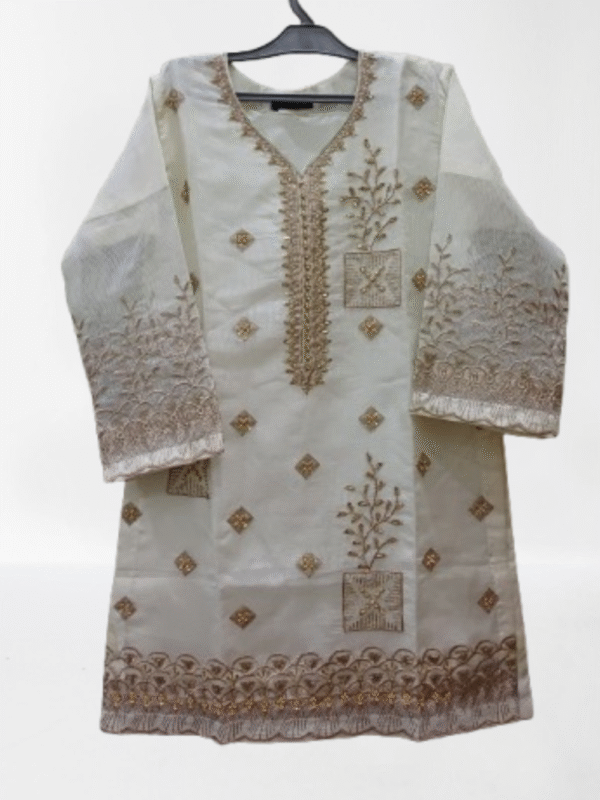 Embroidered Shirt Crush Gharara With Organza Dupatta - Image 6