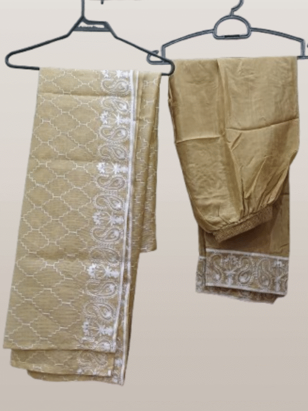 Lime Embroidered Khaddi Net 3-Piece Suit - Image 3