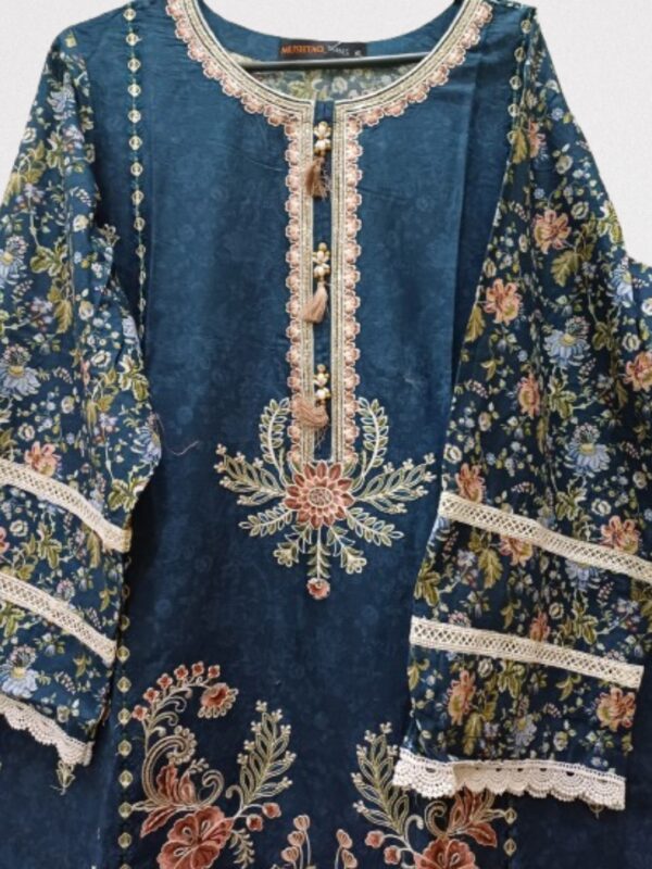 Blue Embroidered 3-Piece Dress - Image 3