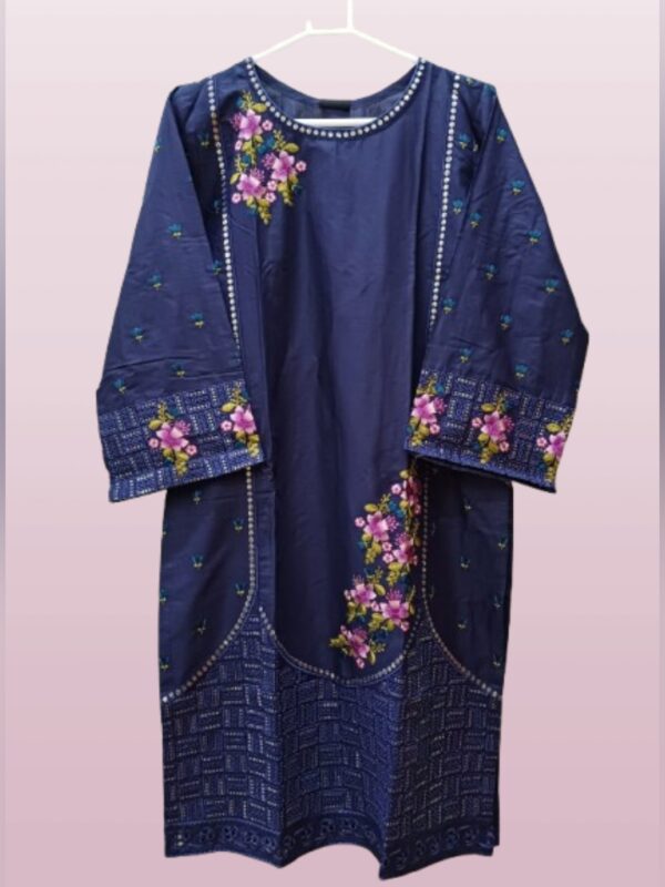 Royal Blue Embroidered Suit With Matching Bag - Image 2