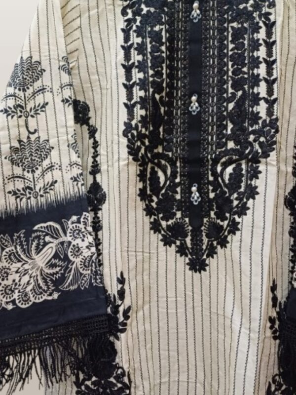Black Embroidered Lawn Salwar Kameez - Image 4