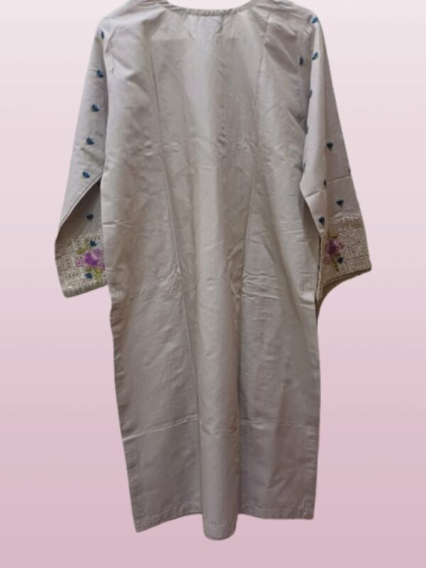 Beige Embroidered Suit With Matching Bag - Image 5