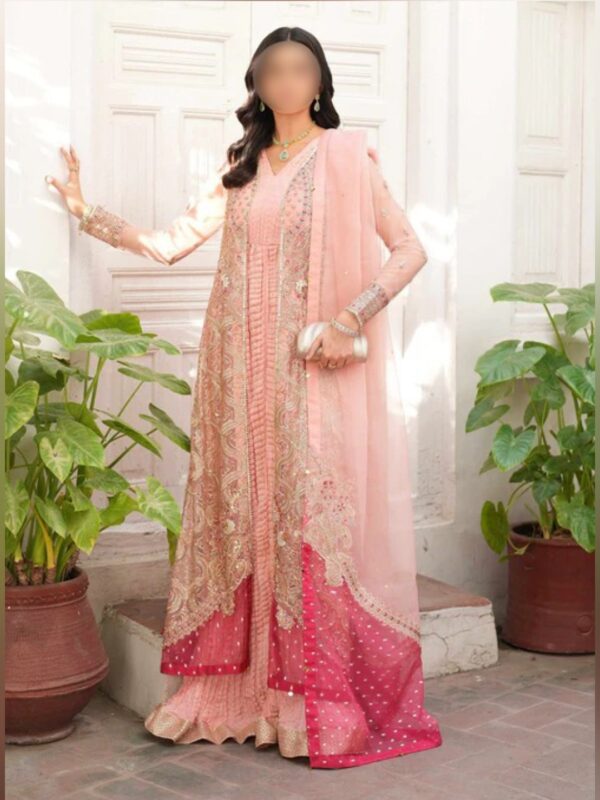Royal Pink Embroidered Gown Set - Image 2