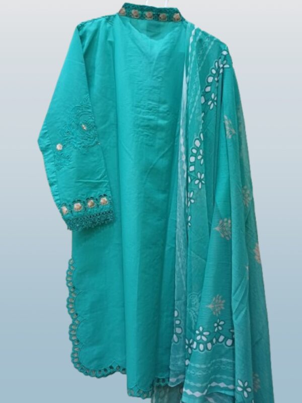 Sky Blue Embroidered Suit - Image 6