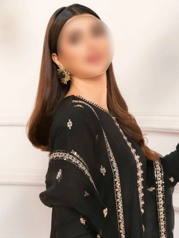 Elegant Black Rawsilk Kurta Suit – Daily Wear 3 Piece Set - Image 7