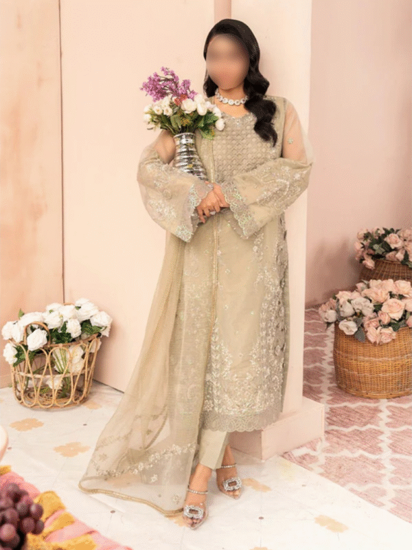 Grey Embroidered Kurta Set – Modern Eastern Fashion - Image 2