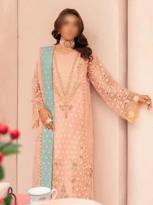 Eastern Peach Kurta Set - Pakistani Salwar Kameez - Image 3